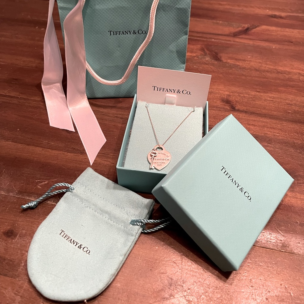Tiffany and co. heart and key pendant with 18 inch chain